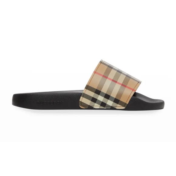 NIB Burberry Men's Furley Vintage Check Pool Slide Sandals - Picture 2 of 8